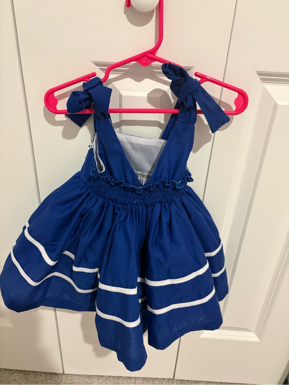 Navy Blue Girls' Tiered Sundress with Shoulder Ties